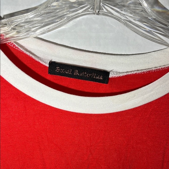 Red Crop Tee with White Accents - Picture 2 of 4